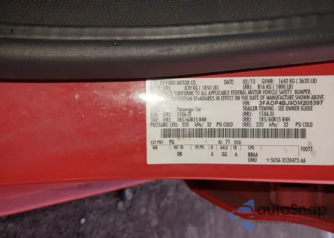 2013 Ford Fiesta Se из США, поврежденный, VIN 3FADP4BJ9DM205397